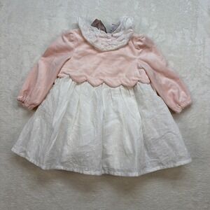 Shabby Chic Baby Girl Dress 3-6 Months Pink White Smocked Tulle Party Holiday
